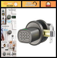 Keyless Entry Door Knob with Keypad, Electric Handle, Auto-Lock, Interior Use