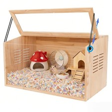LWYMX Wooden Hamster Cage 24"Lx16"Wx16"H for Dwarf Syrian Hamsters Degus