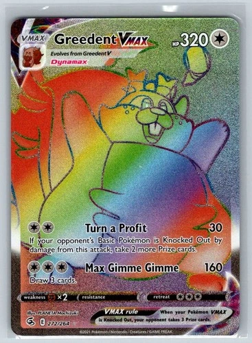 Greedent VMAX (Secret) 272/264 Swsh08: Fusion Strike Holo NM