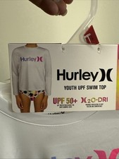 Hurley Girls Long Sleeve Dri-Fit UPF 50 Shirt White Size 7/8 Swim Top
