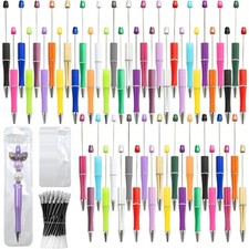 DIY Beadable Pen Craft Kit with Refills - 150 Pieces 50 Plastic Ballpoint Pens