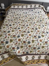 The Company Store Vintage Queen Reversible Quilt 90x98 Yellow Pink Floral Flower