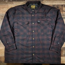 Dixxon Flannel Jacket Mens 5XL Brown Black Plaid Form and Function Quilted Lined