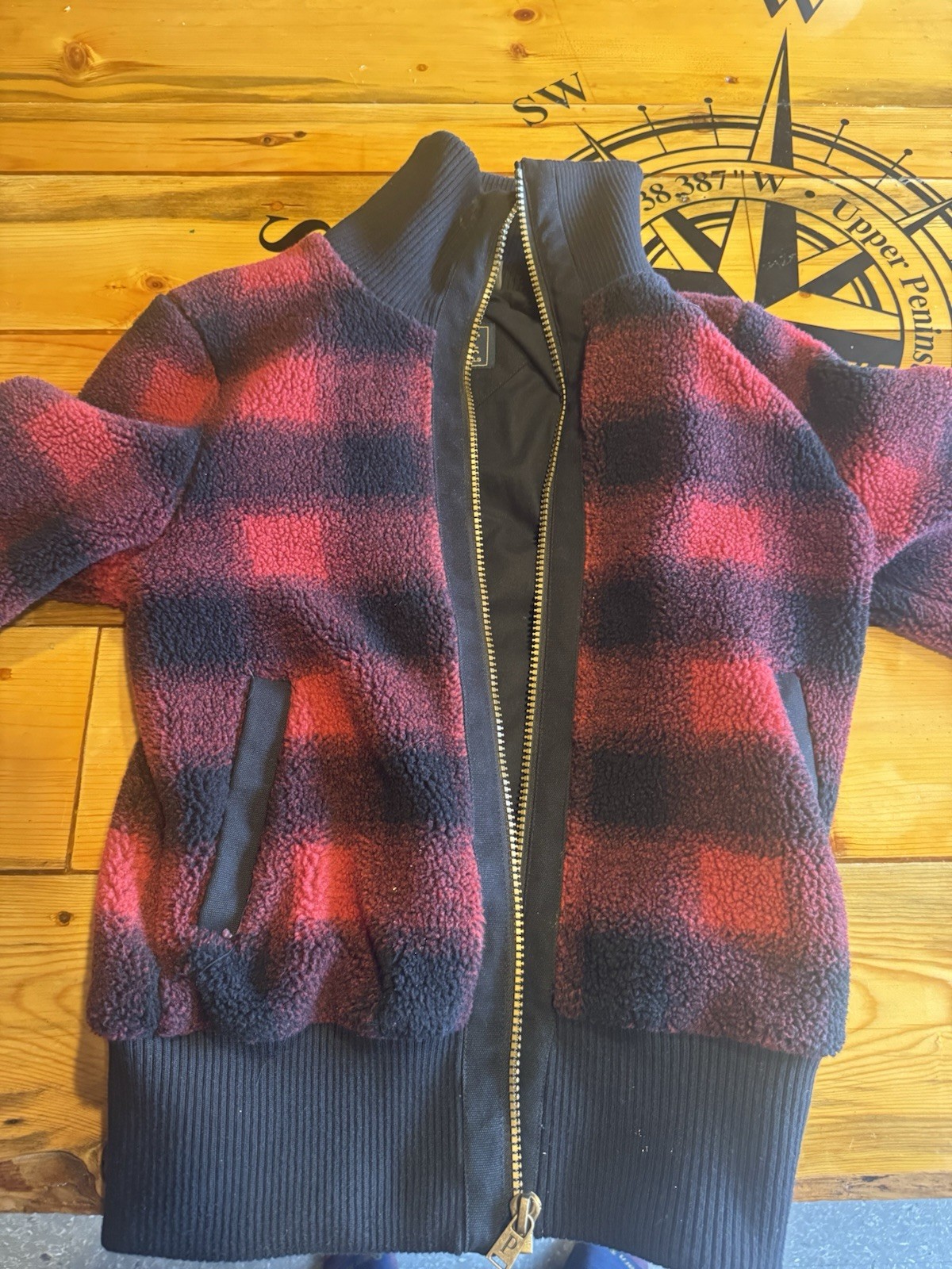 Pendleton Red Black Full Zip Lined Short Plaid Me… - image 1