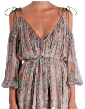 Zimmermann Harlequin Heriz Cold Shoulder Mini Dress Size 3 AU 14 US 10 Silk Tie 