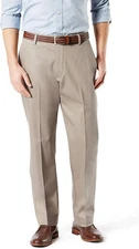 Dockers Men Classic Fit Pleated Signature Lux Cotton Stretch Pant Tan 32x30
