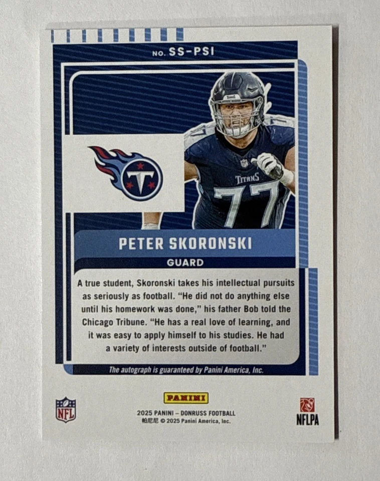 2025 donruss signature series Titans Peter Skoronski auto # 1/10 (M350) - Image 2 of 2