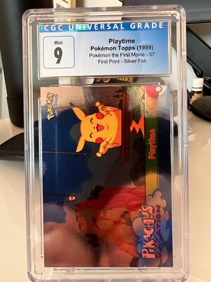 Topps Pokemon The First Movie - Playtime #57 CGC 9 Silver Foil Gem First Print