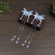 Chinese Fork Butterfly Tassel Step Shake Girl Hair Clip Hanfu Headwear