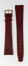 NEW 20MM MAROON LEATHER EXTRA LONG THIN WATCH BAND GOLD TONE BUCKLE 8 3/4"LONG