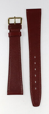 NEW 20MM MAROON LEATHER EXTRA LONG THIN WATCH BAND! GOLD TONE BUCKLE! 8 3/4''LONG