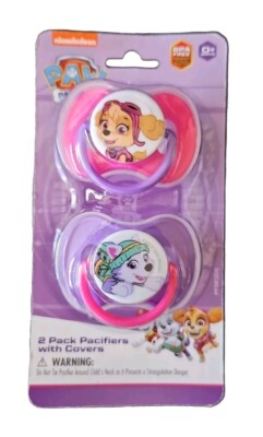 Paw Patrol Baby Pacifiers W/Cover BPA Free Pink Purple Skye & Sweetie 2 Pack NEW
