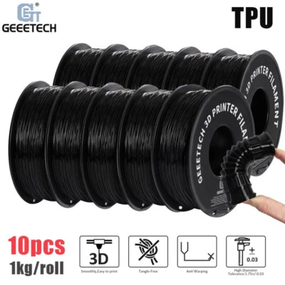 Filamento stampante 3D 10 kg TPU nero Geeetech elasticità morbida stampa filamenti