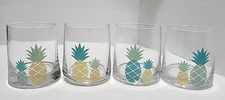 Chic & Tonic Glass Low-ball Pineapple Decor 6 oz Set of 4 With Gift Box 