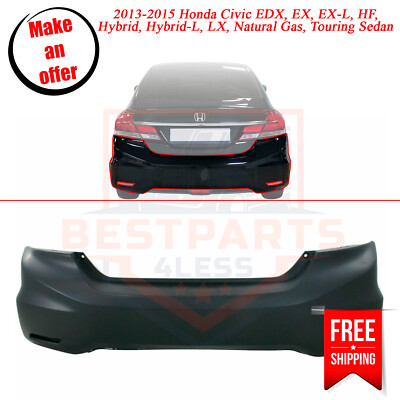 NEW Primered Rear Bumper Cover for 2013-2015 Honda Civic