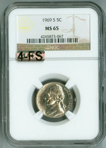 1969 S JEFFERSON NICKEL MS65 NGC MAC 4FS, 4 FULL STEPS, TOUGH YEAR FOR STEPS!