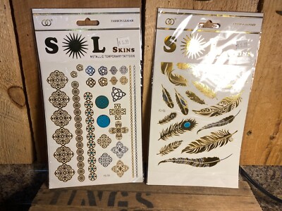 2 Packages S*L Skins Metallic Temporary Tattoos