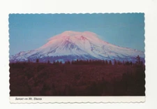 Sunset on Mt Shasta 14,180 Feet Above Sea Level California Postcard