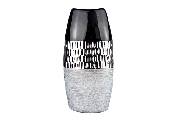 Moderne Vase I Anthrazit/Silber I 26 Cm I Blumenvase Dekovase Deko Modern-image