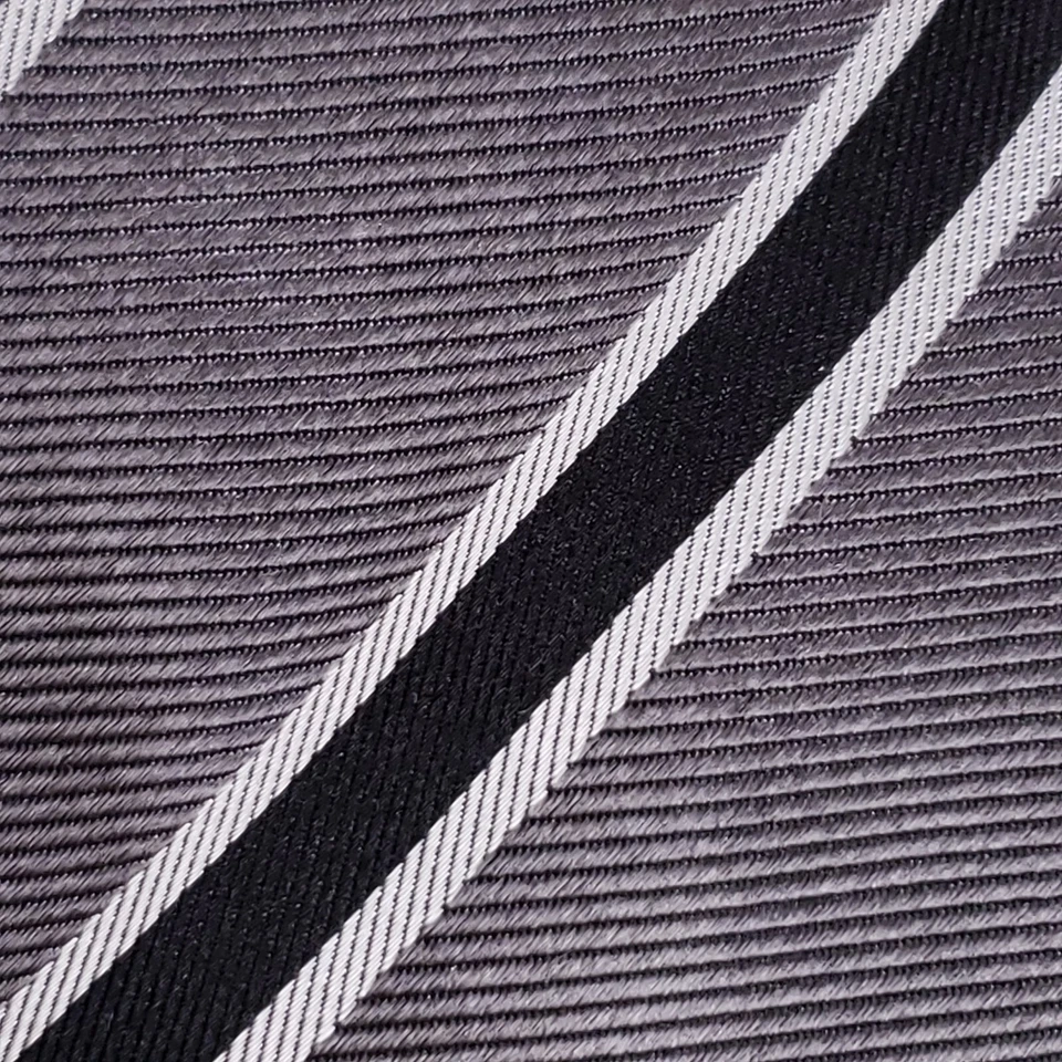 Guess Premium Necktie Classic Stripe Gray Black Formal Business Old Money Preppy - Image 2 of 4