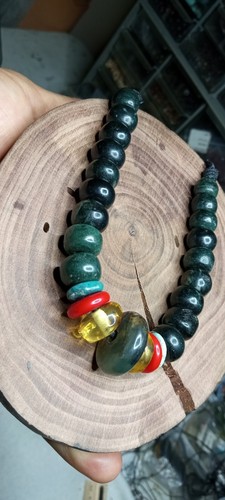 Maya Jade beads from Guatemala with Genuein turquoise and Amber adjustable - 第 3/14 張圖片