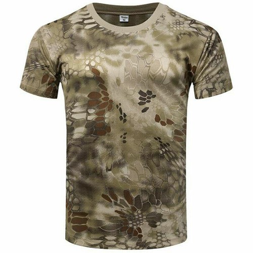 Hot GAME Mens Camo T Shirt Camouflage Top Army Military Hunting Hiking Tops~ - Picture 9 of 20