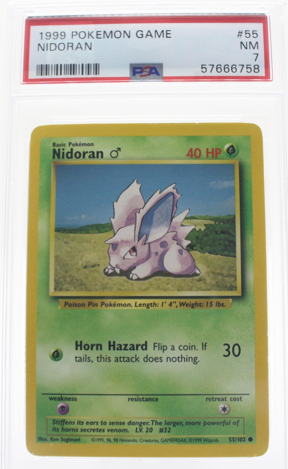 PSA 7 NEAR MINT 1999 Pokémon Game Base #55 Nidoran !!!