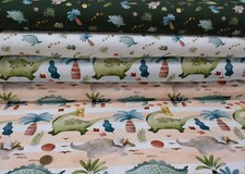 Dino Mini oder Dino Stripe Hilco Jersey Dinostoffe 4 Designs Kinderstoff 50 cm