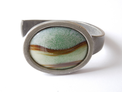 Vintage Bracelet Bent Larsen Pewter Denmark Tin Ceramic Size Adjustable 78.0 G - Picture 4 of 10