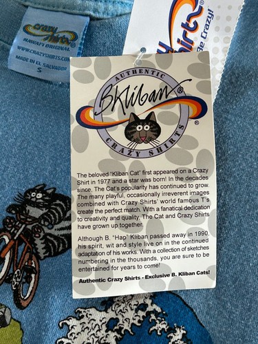 Crazy Shirts Kliban Cat Hawaiian Islands Map Hawaii Shirt Small Cats w/Tags - Picture 2 of 12