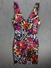 Lipsy Dress Size 8 Body Con Pleat Front Multicoloured