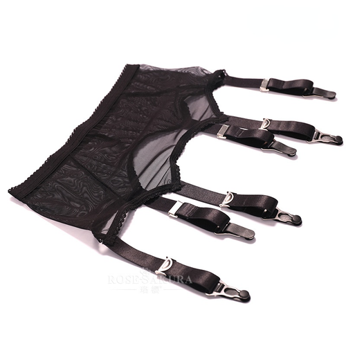 Allacki Sheer Black Mesh Six Strap Garter Belt with Lace Edge Sexy Lingerie eBay