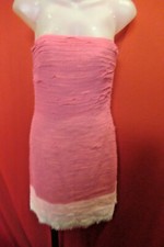 ALICE + OLIVIA Pink Fringed SILK Strapless Cocktail Dress Small P