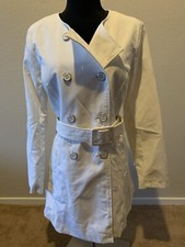 New York and company button blazer Medium Polyester Belt White Coat Jacket