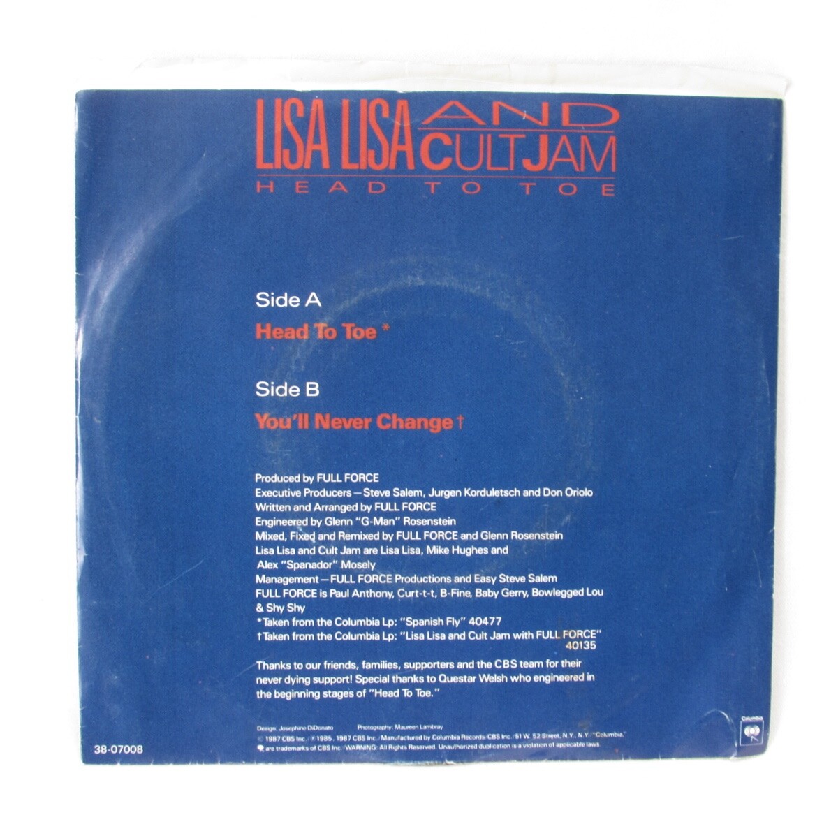 Lisa Lisa Head To Toe Columbia 38 07008 80s Pop Hits 7