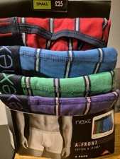 Next 4 Pack A Front Cotton & Lydra Boxers  Multicoloured Size Small 30-32"New