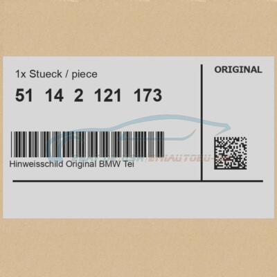 Genuine BMW 51142121173 - Notice Plate Genuine Parts D/ENGL/FR/ITA 3 Series 5 Series...