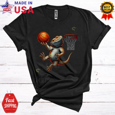 Bearded Dragon Playing Basketball, Joyful Sport, Wild Animal Zoo Keeper T-Shirt