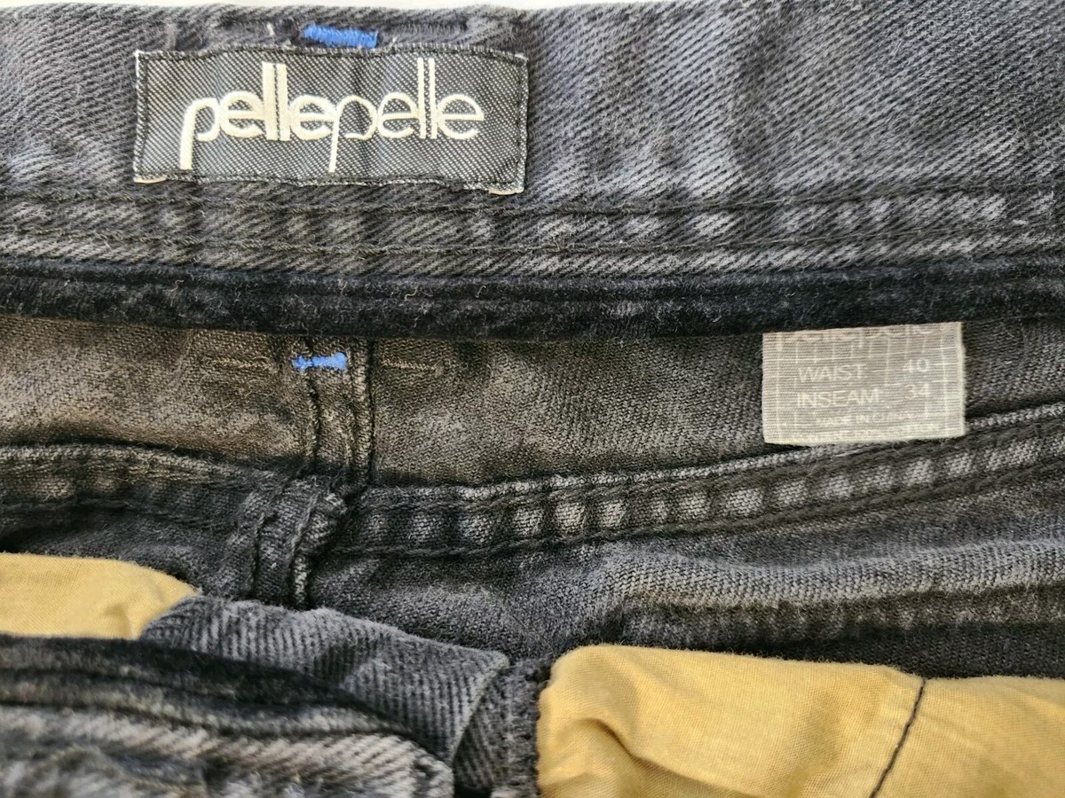 pelle pelle Jeans Company ブラックデニム w4 Pelle Pelle Men's Jeans Black W/leather & Embroidered