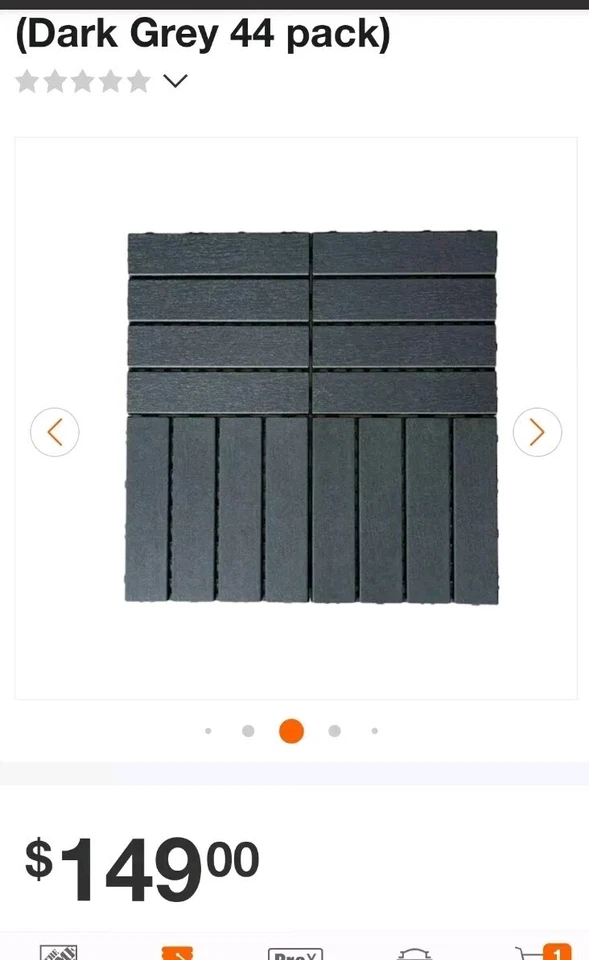 Azulejos de cubierta de enclavamiento de plástico, paquete de 44 azulejos de terraza, 12 "x12" cuadrados Foto 2 de 4