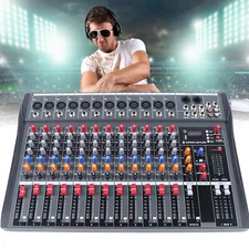 12 Channel Audio Mixer Bluetooth USB DJ Sound Mixing Console Amplifier Studio