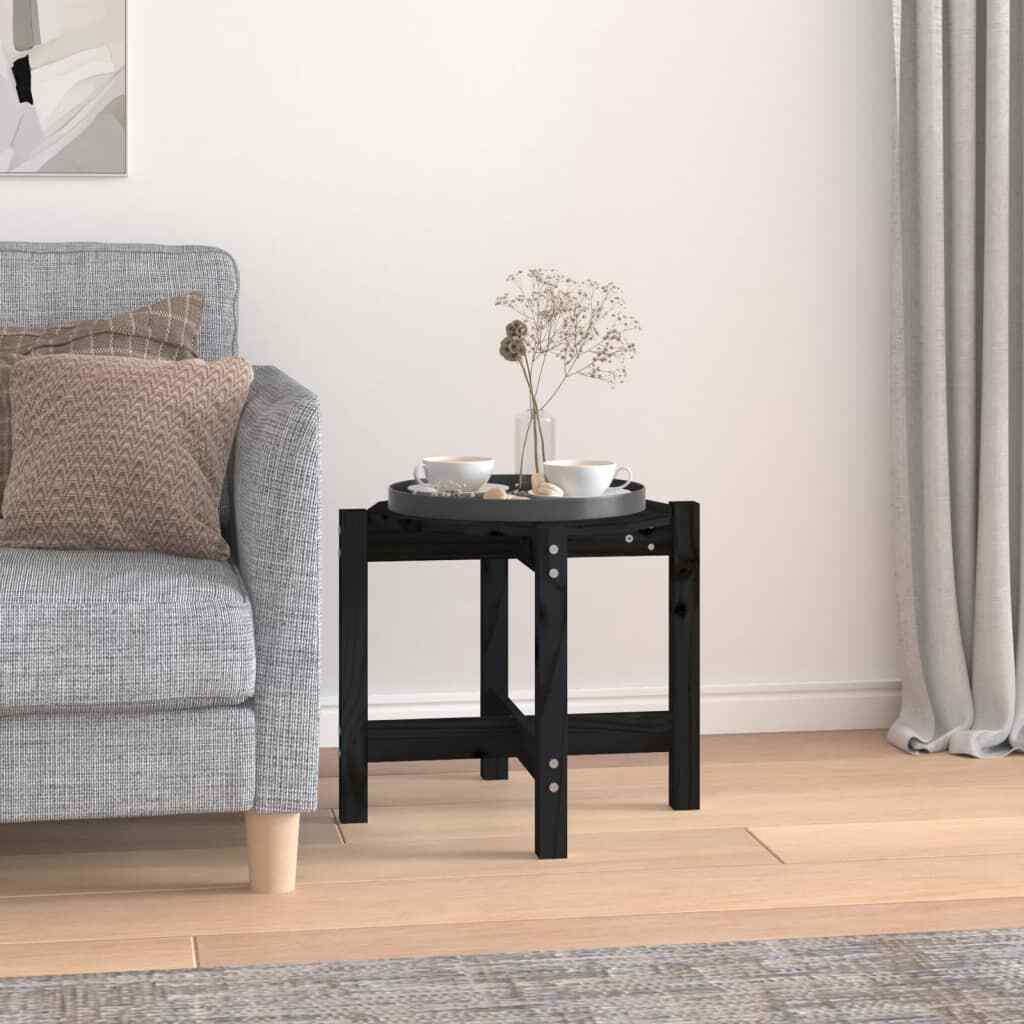 vidaXL Coffee Table Black 脴 52.5x45 cm Solid Wood Pine