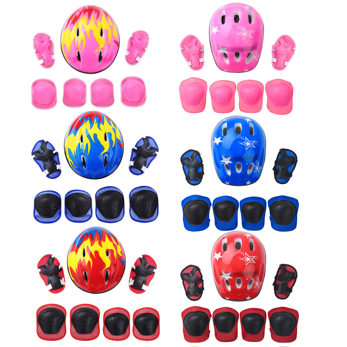 Kids Protective Gear Outfit Helmet Elbow Knee Wrist Pads Set for Sports Bicycle