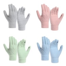 Women Crochet Knitted Wool Gloves Cycling Full Finger Warm Touch Screen Glove