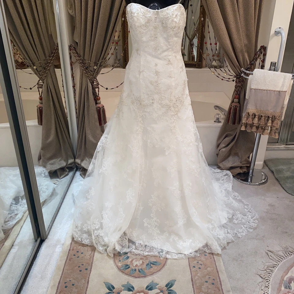 Casablanca Bridal 1827 Strapless Tulle Bridal Gown Ivory Sz 10 Beaded lace - Image 4 of 4