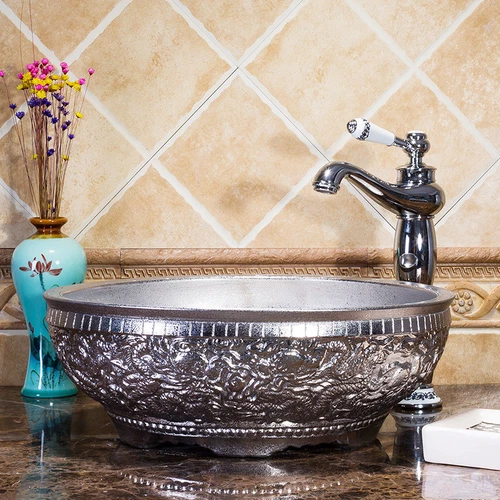 NewEuropeanfashiongold/silverceramicbathroombasinsinkwithwaterfallfaucetspout - Picture 19 of 46