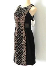 NWT Xscape Dress Body-Con Black Sleeveless Mesh,Embellishments Size 4