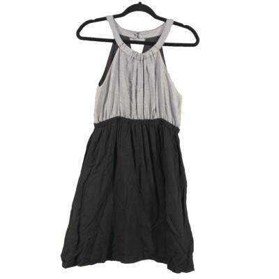 Francesca Mini Dress MEDIUM(8-10) Rayon Women Striped B/W Woven Lined Casual