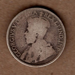 (1912-1936) No Date Canada 25 Cents George V Quarter Dollar Very Worn See Photos