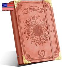 Sunflower PU Leather A5 Binder 6 Ring Refillable Journal Cover No Inserts A5 Pla